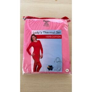 Pamela For Her Pink Thermal Set 2pc 100% Cotton Waffle Knit Womens 3XL 7010 NEW